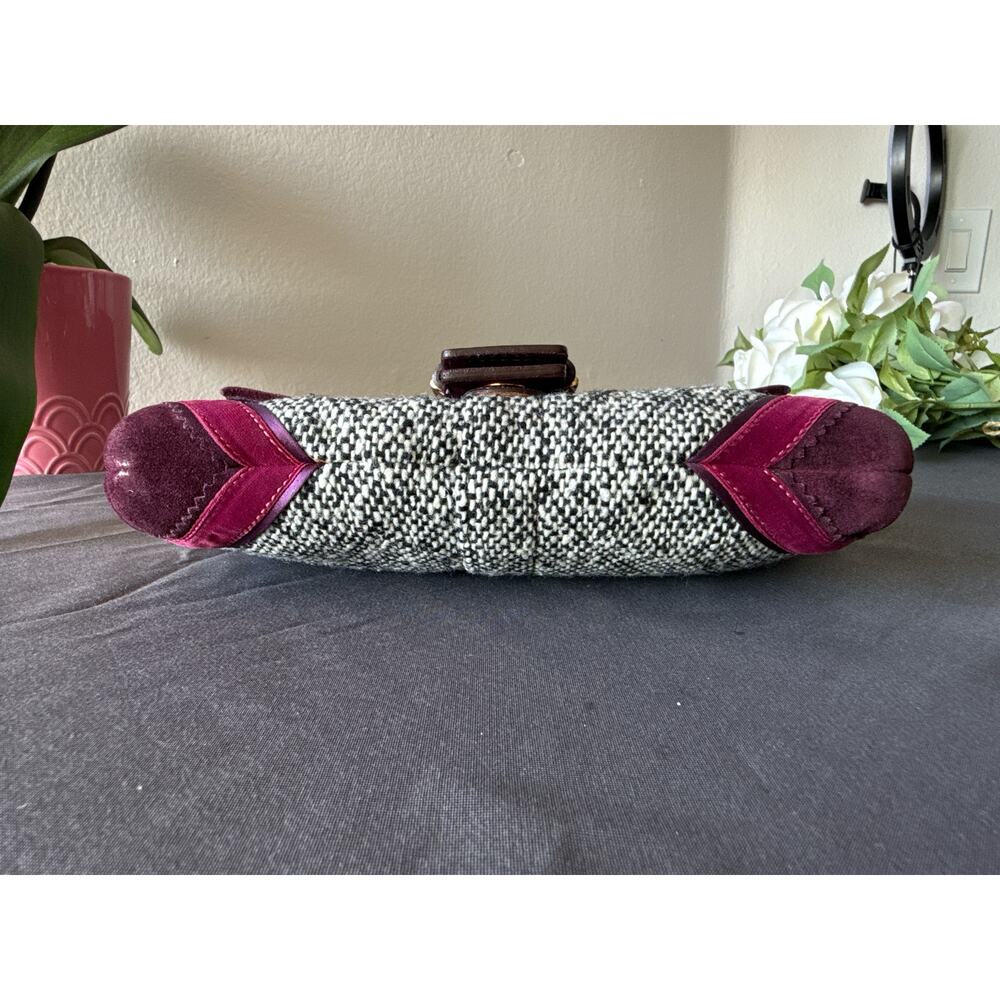 Coach Vintage Y2K Purple Tweed Suede Shoulder Bag 8F01 - Picture 6 of 11